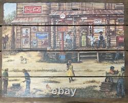 Vintage Coca-Cola Sign Barn Wood Plank Advertising 40-50s Country Store Gas Soda
