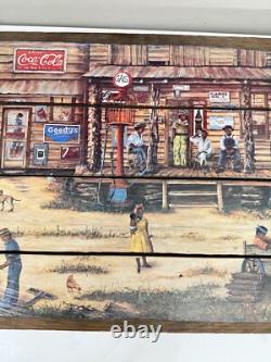 Vintage Coca-Cola Sign Barn Wood Plank Advertising 40-50s Country Store Gas Soda