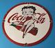 Vintage Coca Cola Sign Betty Boop Bottle Doll Gas Pump Porcelain Sign