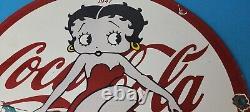 Vintage Coca Cola Sign Betty Boop Bottle Doll Gas Pump Porcelain Sign