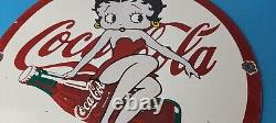 Vintage Coca Cola Sign Betty Boop Bottle Doll Gas Pump Porcelain Sign