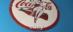 Vintage Coca Cola Sign Betty Boop Bottle Doll Gas Pump Porcelain Sign
