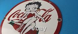 Vintage Coca Cola Sign Betty Boop Bottle Doll Gas Pump Porcelain Sign