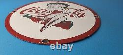 Vintage Coca Cola Sign Betty Boop Bottle Doll Gas Pump Porcelain Sign