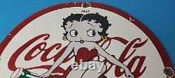 Vintage Coca Cola Sign Betty Boop Bottle Doll Gas Pump Porcelain Sign