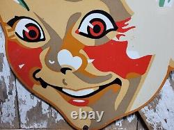 Vintage Coca Cola Sign Coke Porcelain Sign 40 Soda Pop Beverage Bottle Boy Head