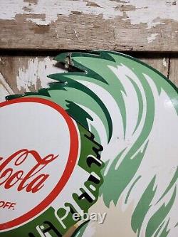 Vintage Coca Cola Sign Coke Porcelain Sign 40 Soda Pop Beverage Bottle Boy Head