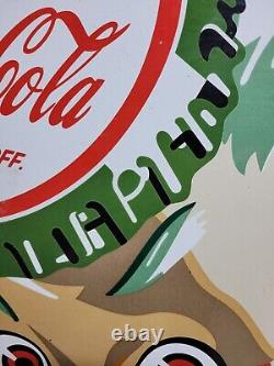 Vintage Coca Cola Sign Coke Porcelain Sign 40 Soda Pop Beverage Bottle Boy Head