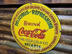 Vintage Coca Cola Sign Coke Porcelain Sign Soda Pop Atlanta Beverage Coke Bottle
