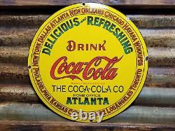 Vintage Coca Cola Sign Coke Porcelain Sign Soda Pop Atlanta Beverage Coke Bottle