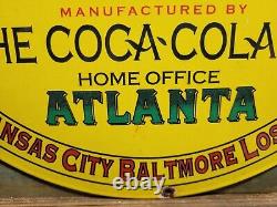 Vintage Coca Cola Sign Coke Porcelain Sign Soda Pop Atlanta Beverage Coke Bottle