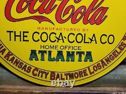 Vintage Coca Cola Sign Coke Porcelain Sign Soda Pop Atlanta Beverage Coke Bottle