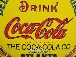 Vintage Coca Cola Sign Coke Porcelain Sign Soda Pop Atlanta Beverage Coke Bottle