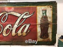 Vintage Coca Cola Sign, Drink Coca Cola Old Original 1930s Vintage Metal Sign