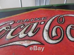 Vintage Coca Cola Sign Menu Board RARE Embossed Tin c1932 American Art Works OLD