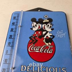 Vintage Coca Cola Sign Mickey Soda Gas Pump Porcelain Ad Thermometer Sign