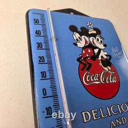 Vintage Coca Cola Sign Mickey Soda Gas Pump Porcelain Ad Thermometer Sign