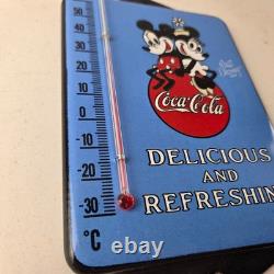 Vintage Coca Cola Sign Mickey Soda Gas Pump Porcelain Ad Thermometer Sign