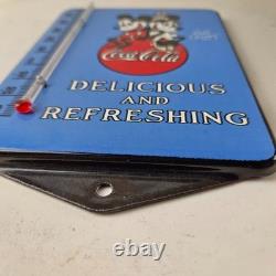 Vintage Coca Cola Sign Mickey Soda Gas Pump Porcelain Ad Thermometer Sign