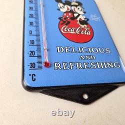 Vintage Coca Cola Sign Mickey Soda Gas Pump Porcelain Ad Thermometer Sign
