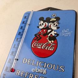 Vintage Coca Cola Sign Mickey Soda Gas Pump Porcelain Ad Thermometer Sign