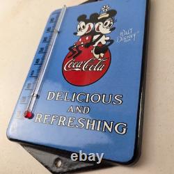 Vintage Coca Cola Sign Mickey Soda Gas Pump Porcelain Ad Thermometer Sign