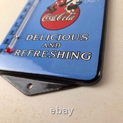 Vintage Coca Cola Sign Mickey Soda Gas Pump Porcelain Ad Thermometer Sign