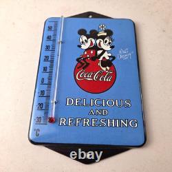 Vintage Coca Cola Sign Mickey Soda Gas Pump Porcelain Ad Thermometer Sign