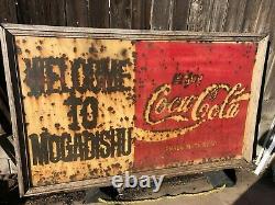 Vintage Coca Cola Sign Mogadishu War Souvenir Rare One of a Kind
