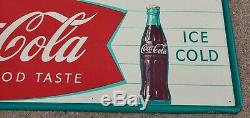 Vintage Coca Cola Sign Of Good Taste Ice Cold Metal Fishtail Sign Robertson 54