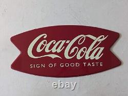 Vintage Coca-Cola Sign Of Good Taste Metal Fishtail Sign Wall Hang 1996