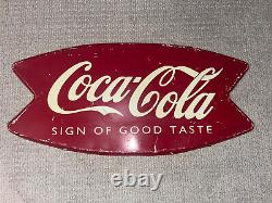 Vintage Coca-Cola Sign Of Good Taste Metal Fishtail Sign Wall Hang 1996 With Tag