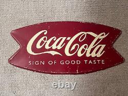 Vintage Coca-Cola Sign Of Good Taste Metal Fishtail Sign Wall Hang 1996 With Tag
