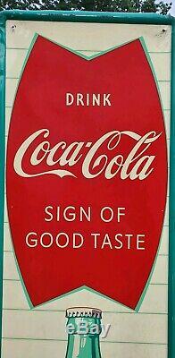 Vintage Coca Cola Sign Of Good Taste Vertical Metal Fishtail Sign Robertson 54