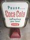 Vintage Coca Cola Sign Original Outdoor Weighted Shop Ad Coke Advertising
