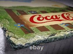 Vintage Coca Cola Sign Plaque Slate 98 Wall Soda Coke Butterfly Collectible RARE