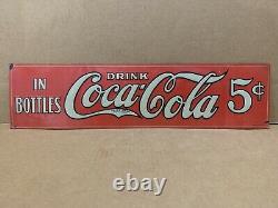 Vintage Coca Cola Sign Tin Tacker Metal Rare Original Bottle Cap Fishtail Gas