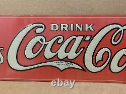 Vintage Coca Cola Sign Tin Tacker Metal Rare Original Bottle Cap Fishtail Gas