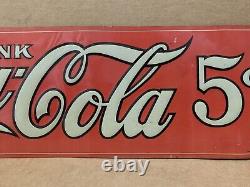 Vintage Coca Cola Sign Tin Tacker Metal Rare Original Bottle Cap Fishtail Gas