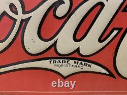 Vintage Coca Cola Sign Tin Tacker Metal Rare Original Bottle Cap Fishtail Gas