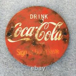 Vintage Coca Cola Sign of Good Taste Metal Enamel Gas Station Deco 5 Sign Used