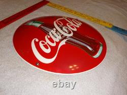 Vintage Coca Cola Soda Bottle Trademark Reg. 12 Domed Porcelain Metal Gas Sign