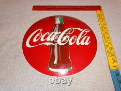 Vintage Coca Cola Soda Bottle Trademark Reg. 12 Domed Porcelain Metal Gas Sign