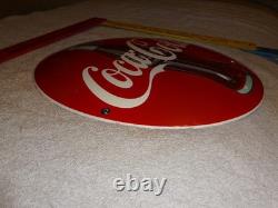 Vintage Coca Cola Soda Bottle Trademark Reg. 12 Domed Porcelain Metal Gas Sign