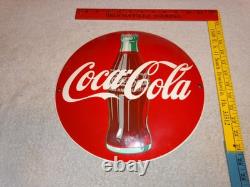 Vintage Coca Cola Soda Bottle Trademark Reg. 12 Domed Porcelain Metal Gas Sign