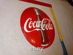 Vintage Coca Cola Soda Bottle Trademark Reg. 12 Domed Porcelain Metal Gas Sign