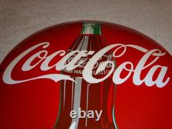 Vintage Coca Cola Soda Bottle Trademark Reg. 12 Domed Porcelain Metal Gas Sign