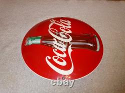 Vintage Coca Cola Soda Bottle Trademark Reg. 12 Domed Porcelain Metal Gas Sign