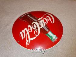 Vintage Coca Cola Soda Bottle Trademark Reg. 12 Domed Porcelain Metal Gas Sign