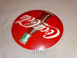 Vintage Coca Cola Soda Bottle Trademark Reg. 12 Domed Porcelain Metal Gas Sign